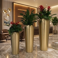 Grand pot à fleurs d'extérieur en acier inoxydable bronze, pots à fleurs en métal, grand pot pour plantes, décoration intérieure, vase à fleurs