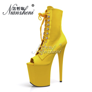 Zapatos de Pole Dance con Tacones de Stripper de 20 cm, Botines de <span class=keywords><strong>Plataforma</strong></span> con Punta Abierta a la Moda, con <span class=keywords><strong>Cordones</strong></span>, Góticos para Mujer, Sexis y Fetiche para Club Nocturno, Tallas Grandes - Product Image 6
