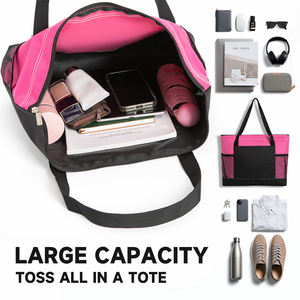 Tas Tote utilitas besar kustom dicetak Logo tas Tote dengan saku Zip guru perawat sekolah kerja - Product Image 6