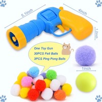 Jouets interactifs pour chatons : Jouet d'entraînement créatif avec mini pistolet lanceur et balles en peluche extensibles – Fournitures pour animaux de compagnie