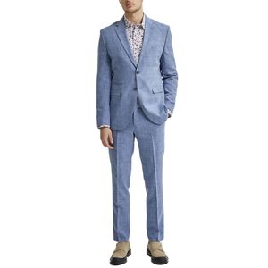 Customized Logo Printing OEM Service 100% Cotton Breathable Double Breasted Business <b>Suits</b> Men Blazer 300g Notched Collar - Product Image 1