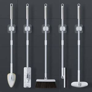 Waterproof PVC Wall-Mounted Kitchen Bathroom & Living Room Storage Rack with Eco-Friendly Traceless Mop <b>Clip</b> and Broom Hanger - Product Image 3