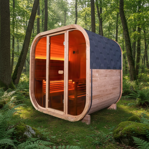 Sauna extérieur en bois d'épinette de cèdre rouge canadien pour 4 personnes, sauna panoramique extérieur de 9 kW - Product Image 5