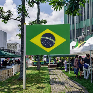 Banderas <span class=keywords><strong>de</strong></span> Mano <span class=keywords><strong>de</strong></span> Brasil, 100% Poliéster, Impresas con Logotipo Personalizado, Forma Rectangular, Ecológicas y Duraderas para Agencias <span class=keywords><strong>de</strong></span> Viajes - Product Image 3
