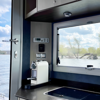 Bateau-maison de luxe remorquable avec moteur hors-bord, en aluminium, pour divertissement et croisière, fabrication soudée, bateau-maison de tourisme