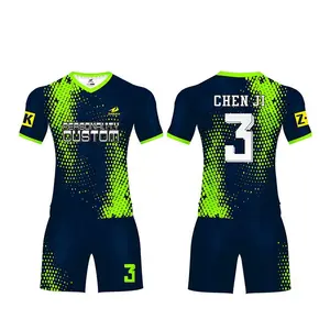 Großhandel Custom Cheap Club Neueste Designs Jugend Sublimated Neon Green Fußball trikot Uniform Set Fußball trikot