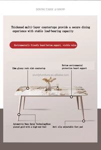 Mesa de comedor Rectangular Simple de lujo moderna, diseño de losa de piedra ligera para restaurante de gama alta para muebles para el hogar en la sala de estar - Product Image 6