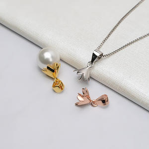 Chaîne de clavicule en argent S925, 6 pièces, pendentif, perle AKOYA de 9 mm incrustée, plateau vide, composants de bijoux DIY pour femmes, bandeau - Product Image 1