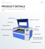 Machine de gravure laser CO2 modèle 4060 40W 50W 60W pour travaux manuels sur papier avec mise au point automatique et pointeur à point rouge