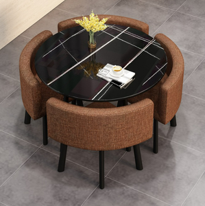 Combinaison table et chaise de salle à manger familiale moderne en fer simple - Product Image 5