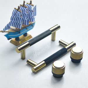 Bouton de poignée d'armoire noir or de luxe poignée de tiroir en aluminium poignée de meuble moletée or - Product Image 3