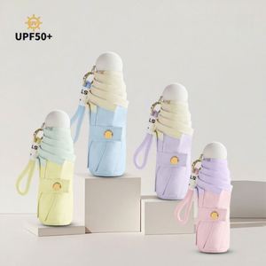 ร่มพับ 5 ตอน 8 ซี่ ดีไซน์ใหม่ สไตล์สดใส ป้องกันแดด ป้องกันฝน ป้องกันรังสียูวี สำหรับสาวๆ ผู้หญิง - Product Image 4
