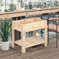 Jardinière en bois durable surélevée, pot de jardin multifonctionnel pour plantes d'intérieur et d'extérieur