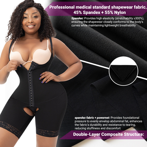 Faja colombiana de alta compresión con efecto reloj de arena, postoperatoria, sin mangas, de una pieza, con abertura en el <span class=keywords><strong>pecho</strong></span>, para mujer - Product Image 6