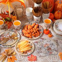 Vaisselle de Thanksgiving en papier, assiettes, serviettes, décorations de fête d'automne, fournitures jetables pour fête de Thanksgiving, gobelets, couverts, décorations