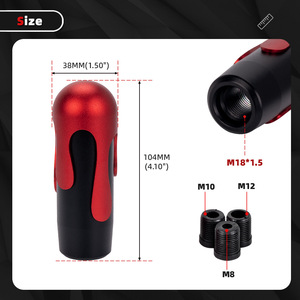 Car Gear <b>Knob</b> Aluminum Alloy Red Black Ergonomic <b>Shift</b> Head With Adapter Universal Fit - Product Image 4