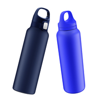 Bouteille isotherme 600ml 20oz en acier inoxydable, contenant plusieurs couleurs, pour sportifs, avec mousqueton, gourde