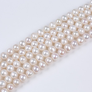Promotional Handmade DIY Natural <b>Freshwater</b> <b>Pearl</b> Necklace <b>Bracelet</b> Punch <b>Pearl</b> 10-11mm White Near Round Loose <b>Pearls</b> - Product Image 1