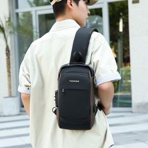 Bolso de Pecho de un Solo Hombro para Hombre Niu Siku, de PU Suave, Impermeable, Antirrobo, con Cierre de Cremallera USB, Ligero, para Deportes al Aire Libre - Product Image 2