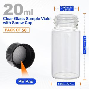 50 gói 20ml Vòng chai thủy tinh vít mũ axit Etch bề mặt Vàng tem rõ ràng chất lỏng mẫu Mỹ phẩm sử dụng tinh dầu nước hoa - Product Image 2