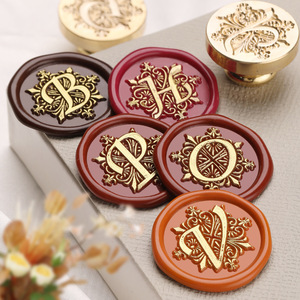 Iris Alphabet Sealing Wax Stamp Heads <b>Brass</b> Engraving <b>Letter</b> Decorative Stamps For Craft And Decoration - Product Image 2