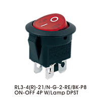 Interrupteur à bascule lumineux rouge rond 4 broches DPST ON-OFF 250VAC 6A pour bateaux, voitures, automobiles et appareils électroménagers