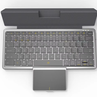 KF8700 Keyboard Lipat Nirkabel dengan Touchpad Berputar, Keyboard Mini untuk Tablet dan Ponsel