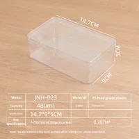 Boîte d'emballage en plastique rigide PS de qualité alimentaire, épaisseur 1 mm, haute transparence, pour bonbons, gâteaux carrés, biscuits, en-cas, modèle JNH-023