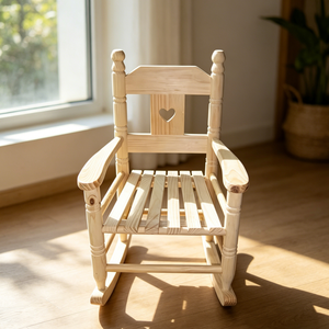 Fauteuil à bascule personnalisable en bois naturel à dossier haut pour enfant, bébé, tout-petit, design écologique pour salon – Vente en gros - Product Image 1