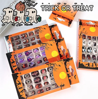 Halloween Citrouille Démon Mode Press-On Nails 24Pcs ABS Faux Ongles pour Doigts Design Élégant