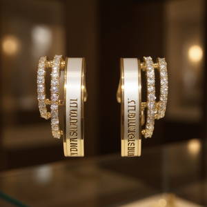 Pendientes Huggie Lumisoul, Chapados en Oro de 22k, con Cristales de Circonita, Diseño de Canal, para Mujer, Uso Diario, de Lujo - Product Image 2