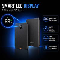 Batterie externe ultra-fine portable 15w 20W sans fil magnétique à charge rapide mince 5000mah Chargeur de batterie externe logo LED 10000 MAH Métal