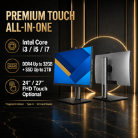 Ordinateurs tout-en-un F6-ST 24 27 pouces, écran tactile plat Full HD 1920x1080, lecteur d'empreintes digitales, rotation, DDR4 32 Go, SSD 2 To, Windows 11, PC AIO