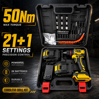 Offre Spéciale : Perceuse sans fil 21V à batterie lithium, couple élevé 50Nm, perceuse électrique 21+1 avec 2 batteries pour le bricolage et le travail du bois