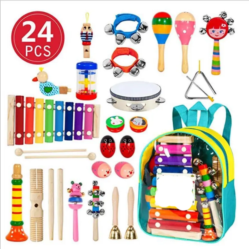 24pcs Toddler Educational Musical instruments Set Wooden Toy for Kids