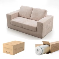 Chinesischer Hersteller Hochdichter Schaumstoff Cordstoff Vakuumverpacktes Kompressions-Knochenloses Sofa 2-Sitzer-Sofa (Im Karton)