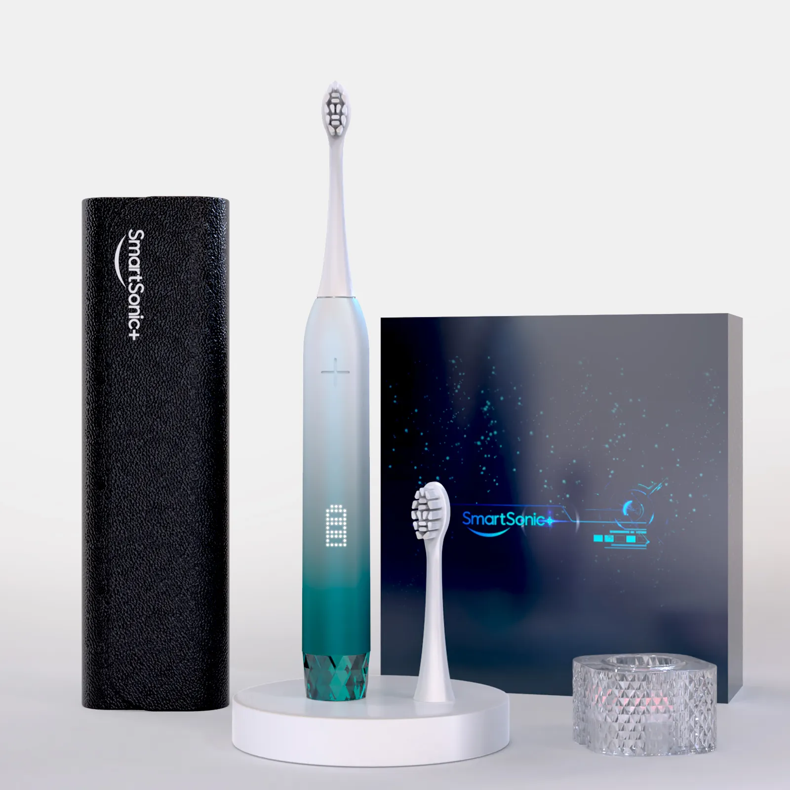 Pressure Sensor Turn On Toothbrush 4 Pack Brush Head IPX8 Touch Control Sonic Electric Toothbrush With Travel Case