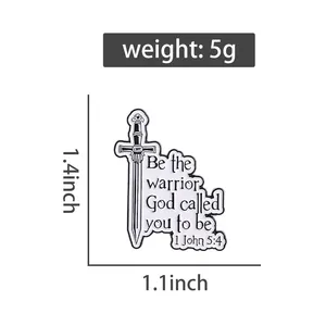Broche émaillée 'Soyez le guerrier que Dieu vous appelle', thème Jésus, foi et force, badge pour sac à dos et revers, bijou cadeau pour amis - Product Image 2