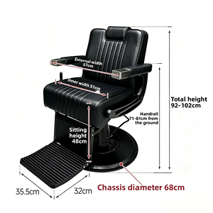 Modern Reclining Barber Chair Faux Leather Adjustable <b>Footrest</b> Hydraulic Pump Round Base Salon Furniture Commercial Use - Product Image 4