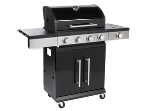 Gril à gaz propane commercial avec 4 brûleurs Chariot de cuisine extérieur portable Barbecue en acier Camping <span class=keywords><strong>Fonction</strong></span> de rôtisserie intérieure - Product Image 5