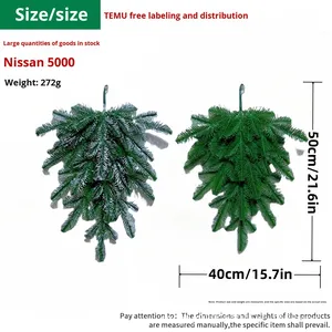 American Christmas Wreath Door Hanging Decoration Shopping Mall Window Decorations Upside <b>Tree</b> Element Cross-border Hot Selling - Product Image 3