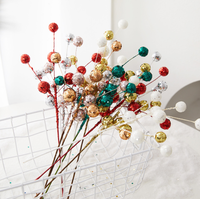 Décoration de sapin de Noël, branche dorée artificielle à paillettes, lot de 6, pour décoration de bureau