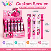 Stylo Gel Multicolore KAIX Ours Mignon avec Logo Personnalisé, 10 Couleurs, Embout en PVC Souple, Lot de 36 Pièces pour Récompenses Scolaires