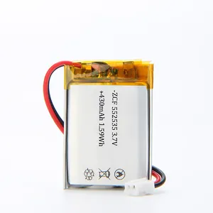 锂聚合物可充电电池锂离子552535 V/3.7V/3.8V 3.85V 430mAh高压电池Pet GPS