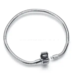 Wholesale Stainless Steel Snake Chain Heart Ball Tube Clasp Bangle Bracelets Fit DIY Bracelets For Beads Fashion Women Jewelry