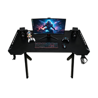 Bureau de jeu pour ordinateur de bureau de grande taille avec porte-gobelet, LED RGB, noir, ergonomique, tables de jeu E-Sports