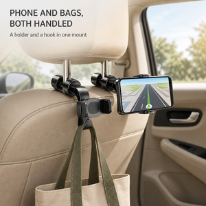 Araba Koltuk Başlığı Telefon Tutucu Vidalı Kilit Kelepçesi Top Başlıklı 360 Derece Dönebilen Arka Koltuk Video İzleme Kancası - Product Image 5