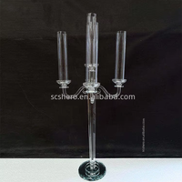 Chandelier en cristal à 5 bras de 104 cm avec tube en verre, ornements de table pour un mariage exquis et une mise en scène d'événements haut de gamme
