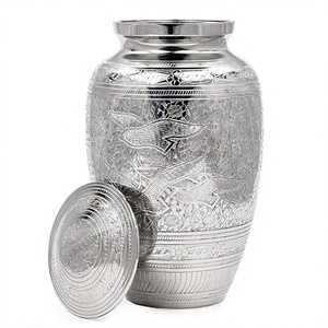 Handicraft Decorative Eagle Engraved Urn Metal Unique Design metal Classic Cremation Shiny Urns at Cheap price sale - Product Image 1
