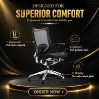 Chaise de bureau ergonomique contemporaine à dossier haut, pivotante, avec dossier en maille, rotation à 360°, accoudoirs réglables et base roulante pour la maison